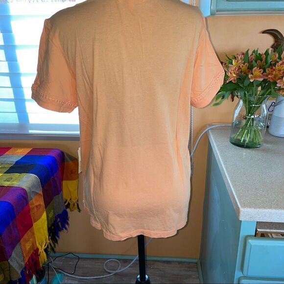🆕 margaritaville boho peach knit crocheted cotton blend front tie top size Med - Picture 6 of 7